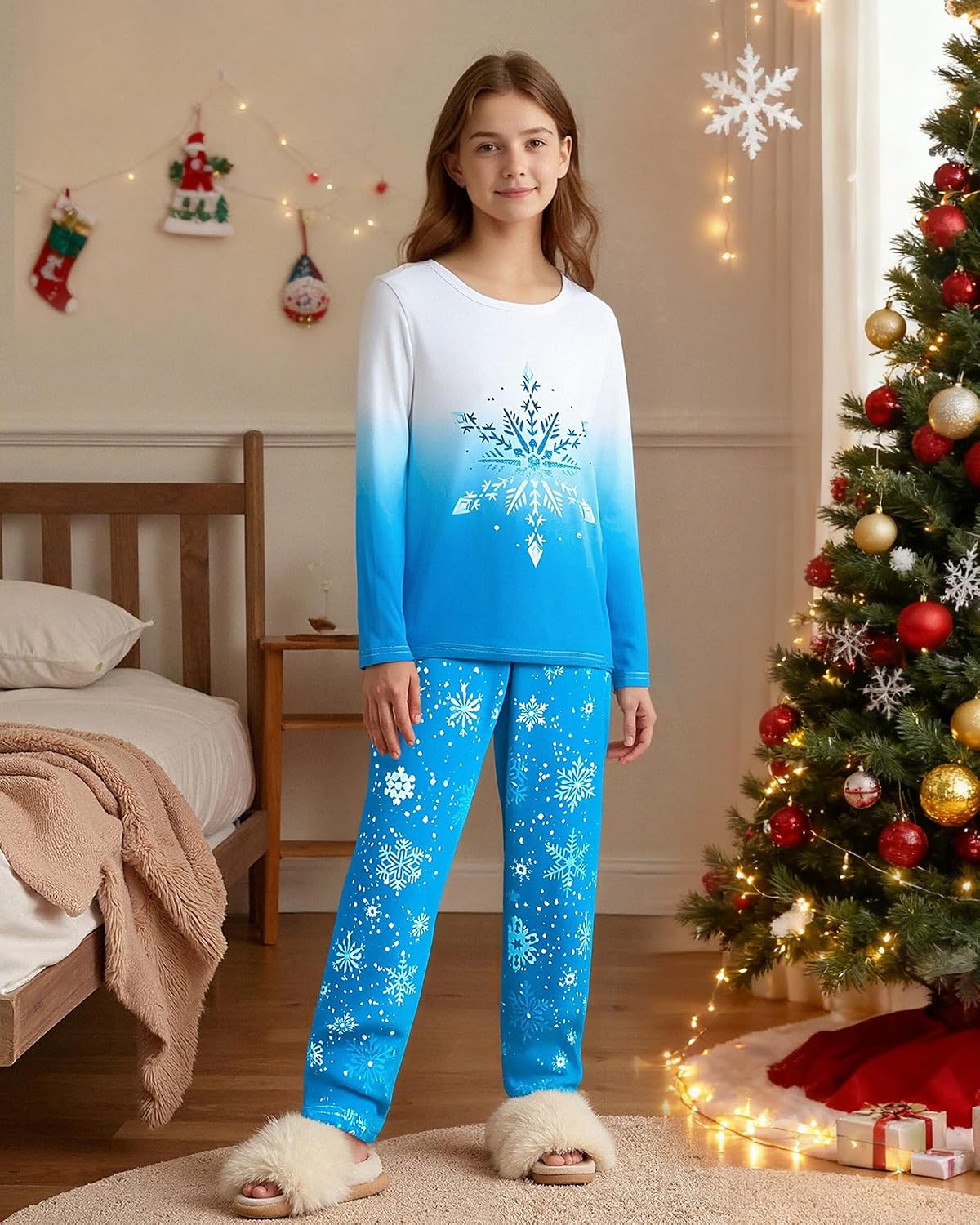 CARETOO Girls Pajama Set Long Sleeve Top Long Pants Pajamas Kids Tie Dye Cute Pattern Pj Sets Sleepwear for 3-12Y