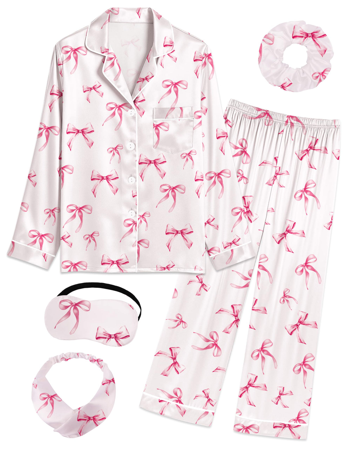 Kids Silk Pajamas Girls Satin Pajama Set Button Down Pjs Set 5-12Y