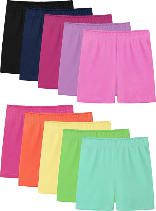 10 Pack Girls Bike Shorts Toddler Biker Cartwheel Under Dress Dance Shorts