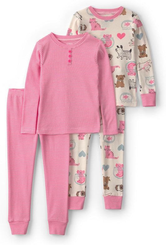 Carter's Girls' 4-piece Tight Fit Cotton Pajama Set
