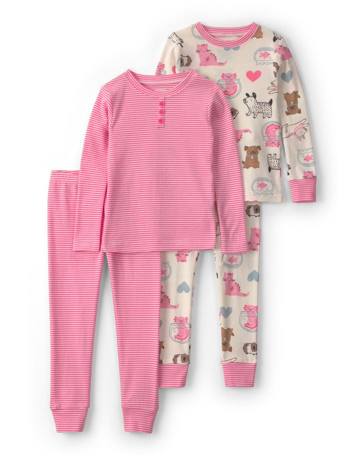 Carter's Girls' 4-piece Tight Fit Cotton Pajama Set