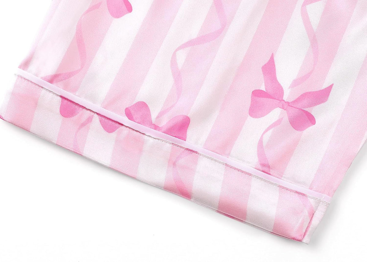 Tebbis Girls Silky Satin Pajamas Short Sleeve Button-Up Set Size 6/7-16