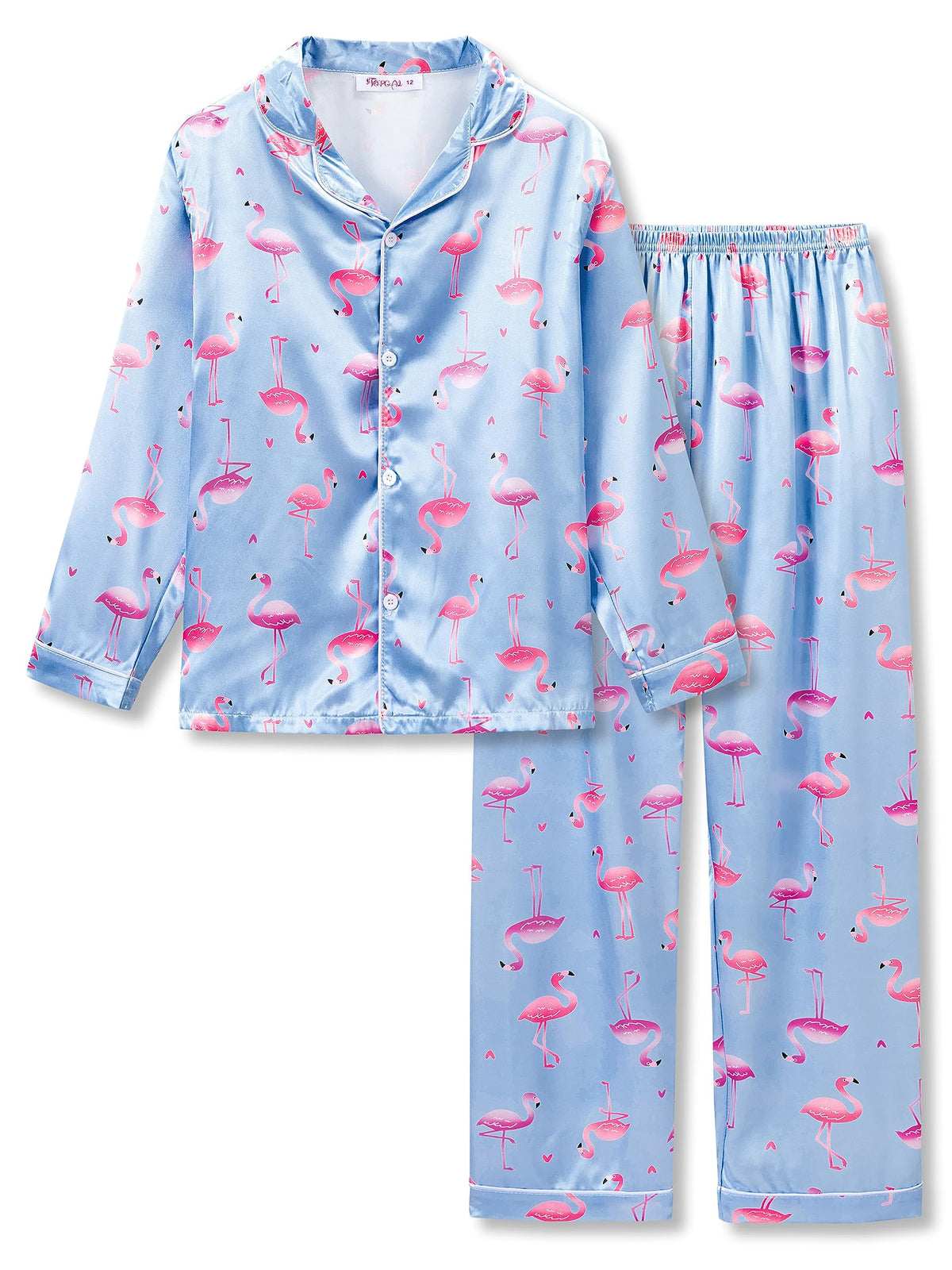 Topgal Girls Pajama Set, Coat Style Button Front, Size 6-16