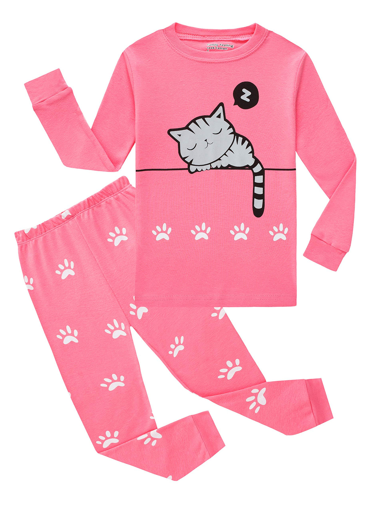 Family Feeling Kids & Toddler Girls Boys Pajamas 2 Piece Pjs Set 100% Cotton Sleepwear