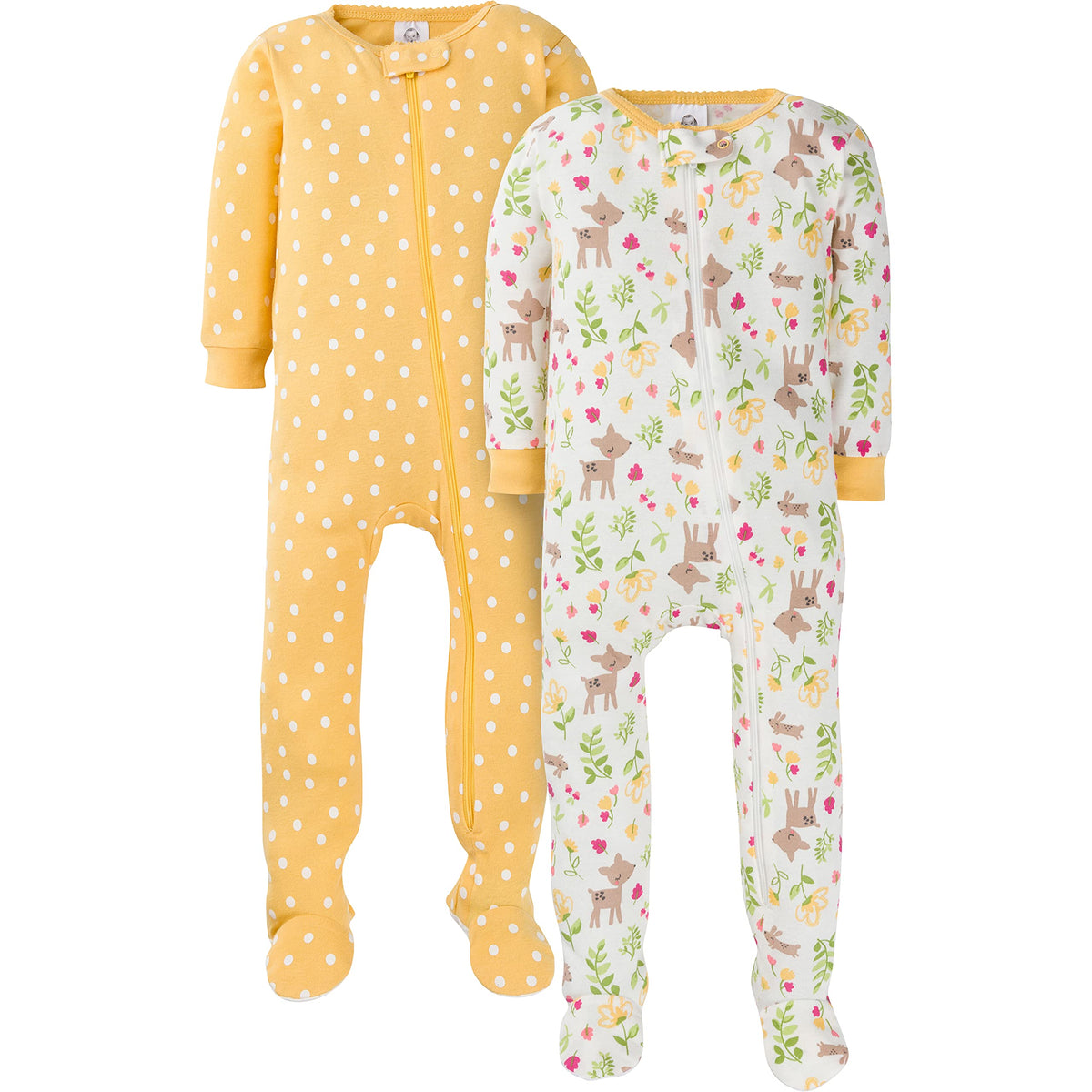 Gerber Baby Girls 2-Pack Footed Pajamas