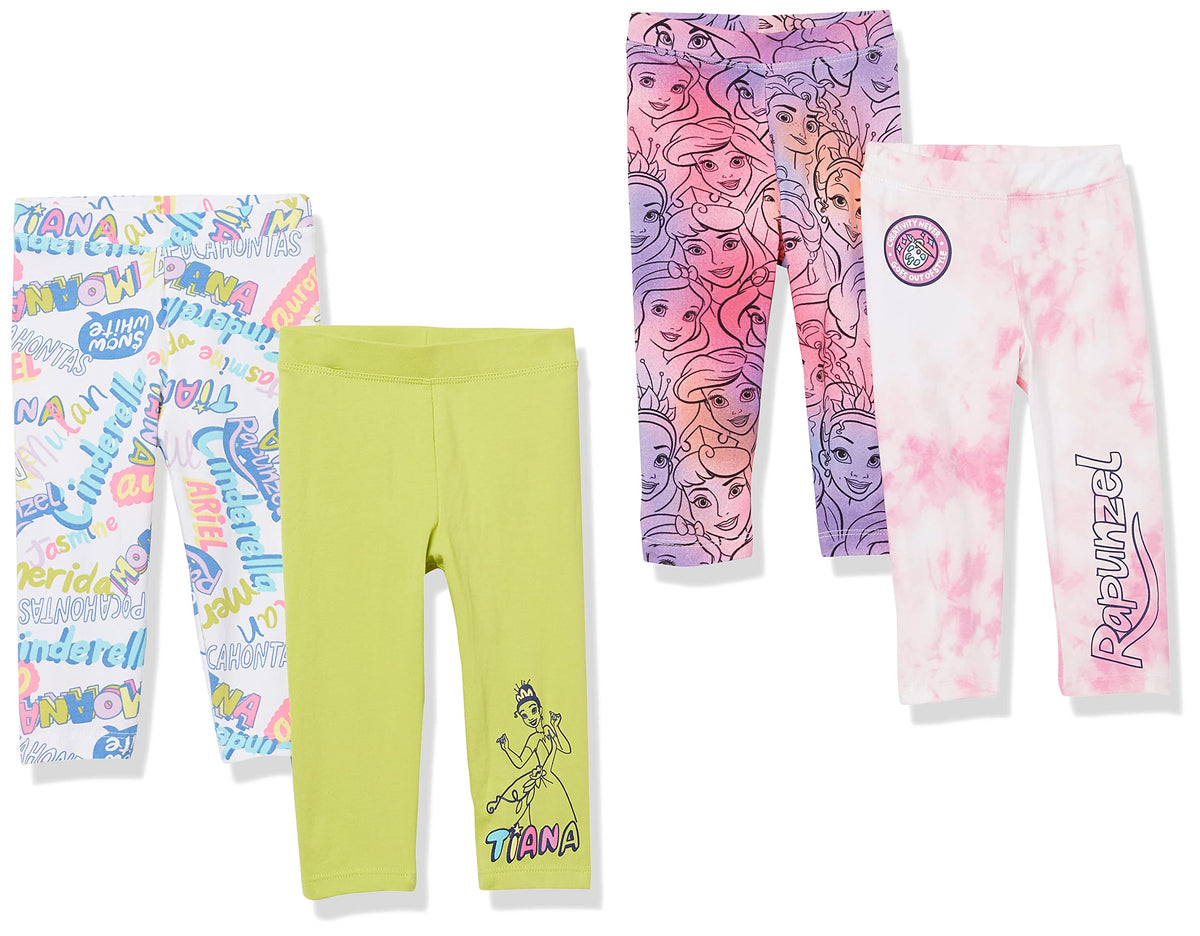 Amazon Essentials Disney | Marvel | Star Wars | Frozen | Princess Girls and Toddlers' Cotton Stretch Leggings, Multipacks