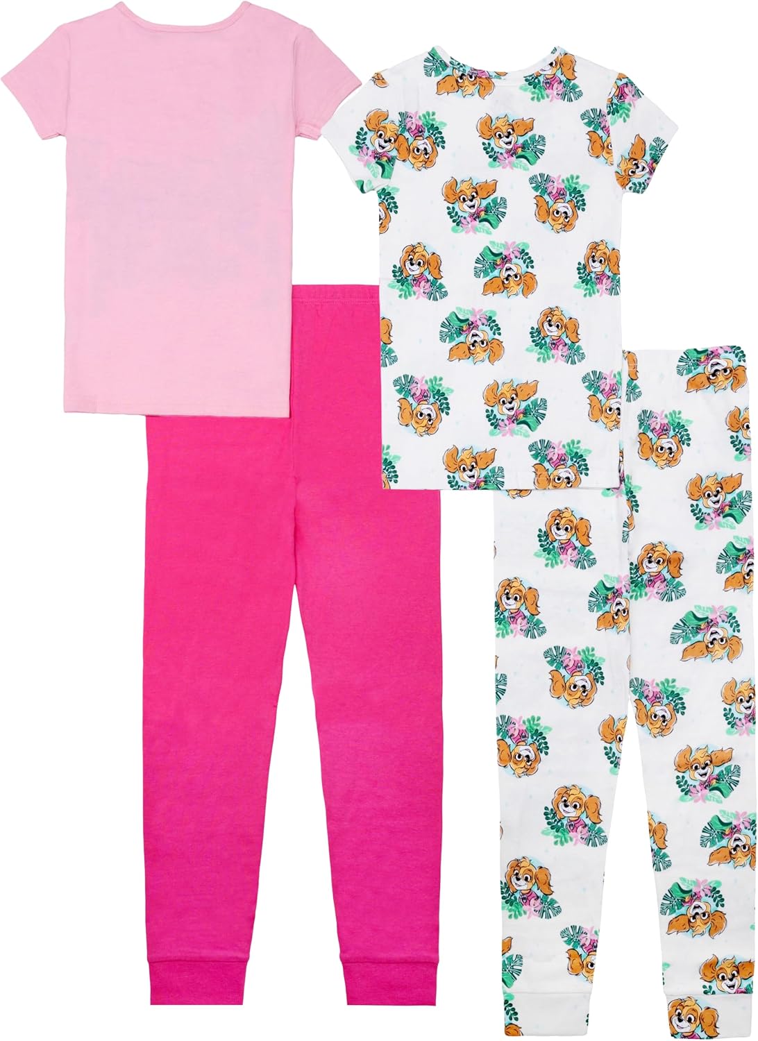 Nick Girls' 4-piece Snug-fit Matching Cotton Pajama Set, Soft & Cute for Kids