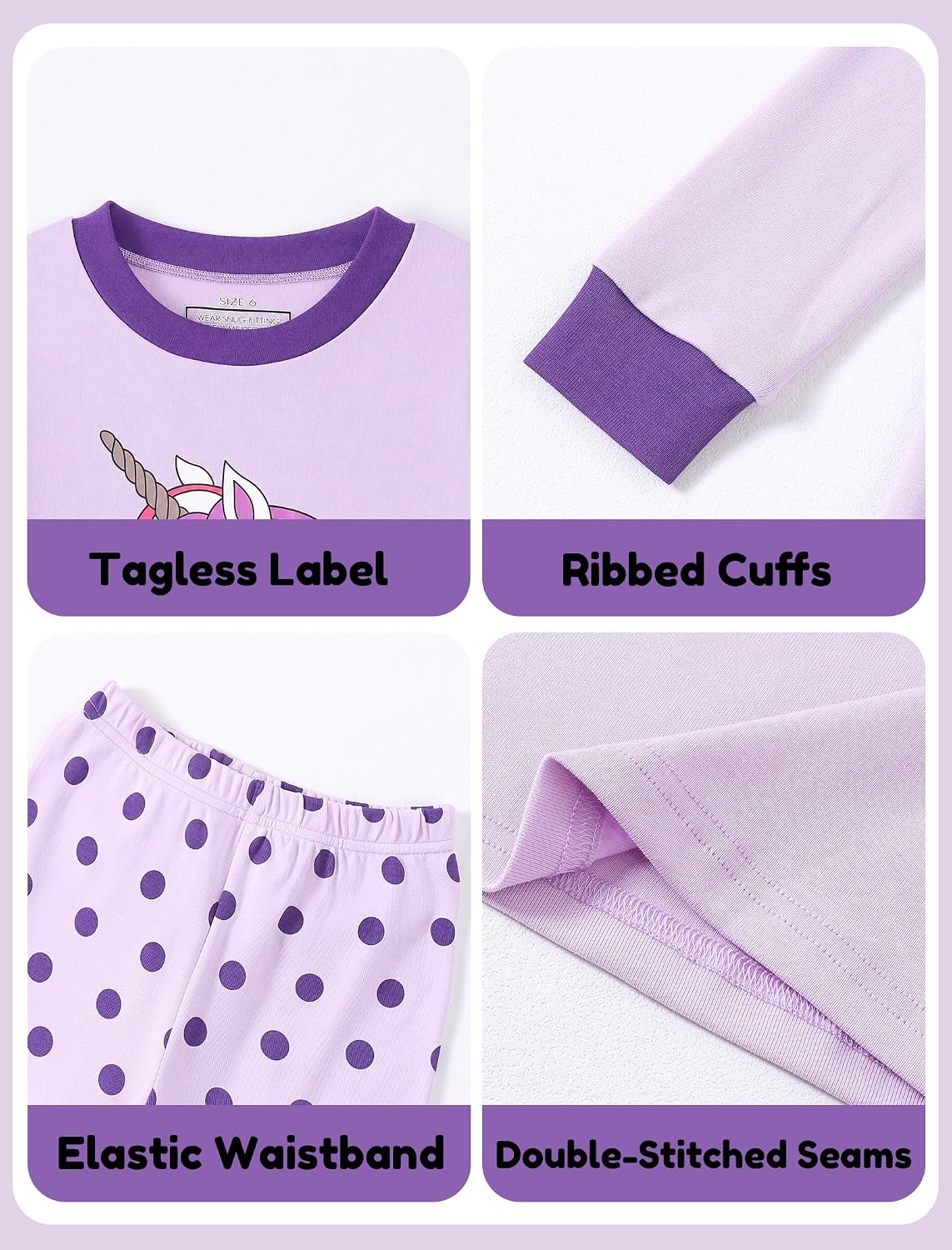 Mikrdoo Girls Pajamas 2 Piece Snug Long Sleeve Pjs Sets 4-14 Years