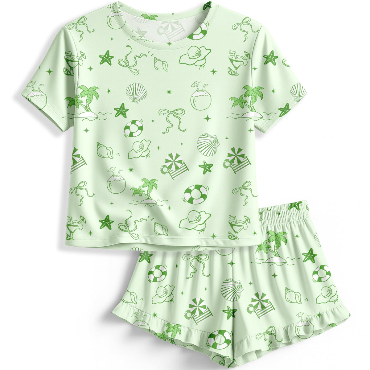 Petite&Me Soft Girls Pajamas with Ruffle Shorts, Cute Girls PJs Size 6-14