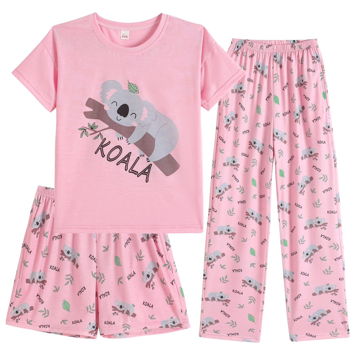 Hupohoi Girls Pajama Sets Summer Short Sleeve With Shorts & Pants Sleepwear