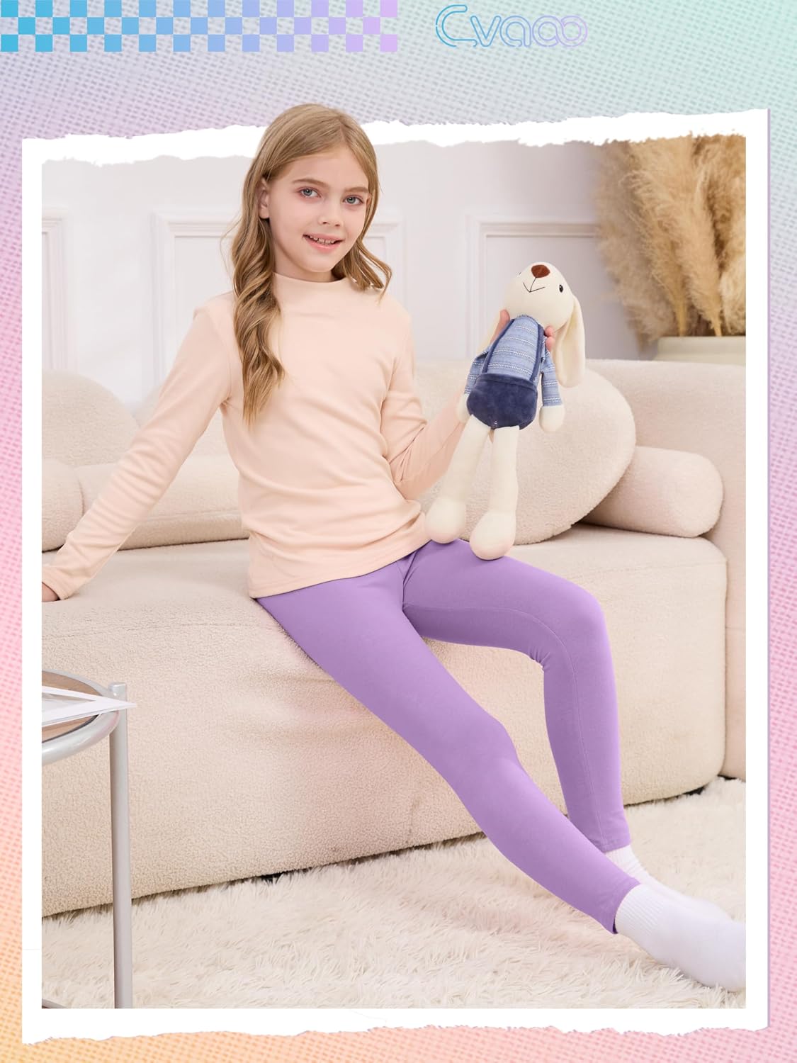 6 Pack Girls Leggings Cotton Tights for Toddler Kids Soft Yoga Pants