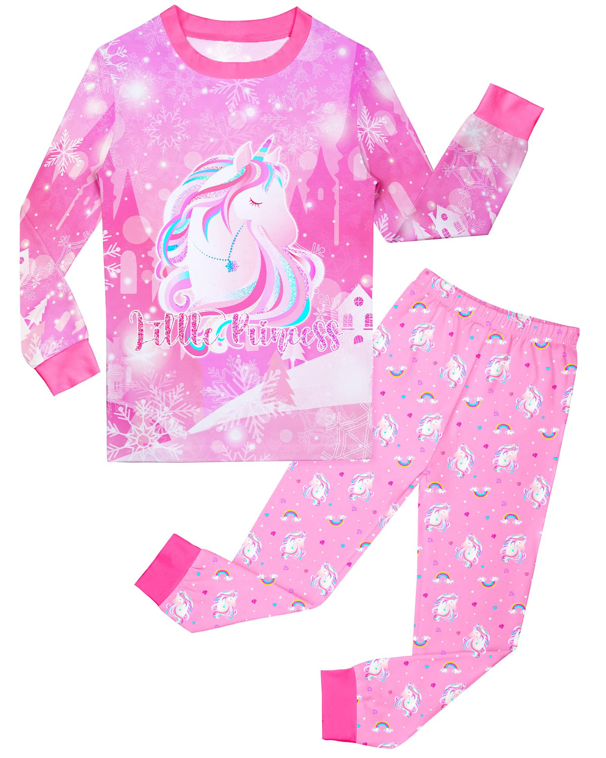 Girls Pajamas Toddler Kids Long Sleeve 2 Piece Pjs Set Unicorn Jammies Sleepwear 3T-10Y