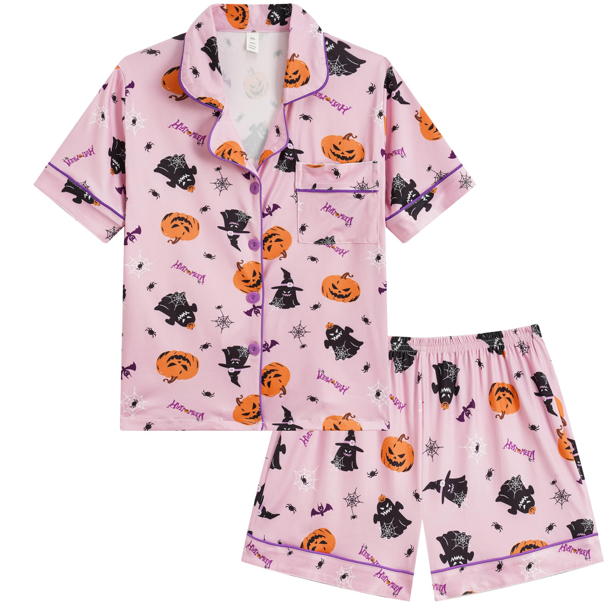 Hupohoi Big Girls Button Down Pajama Sets 2pcs Summer Cute Print Sleepwear