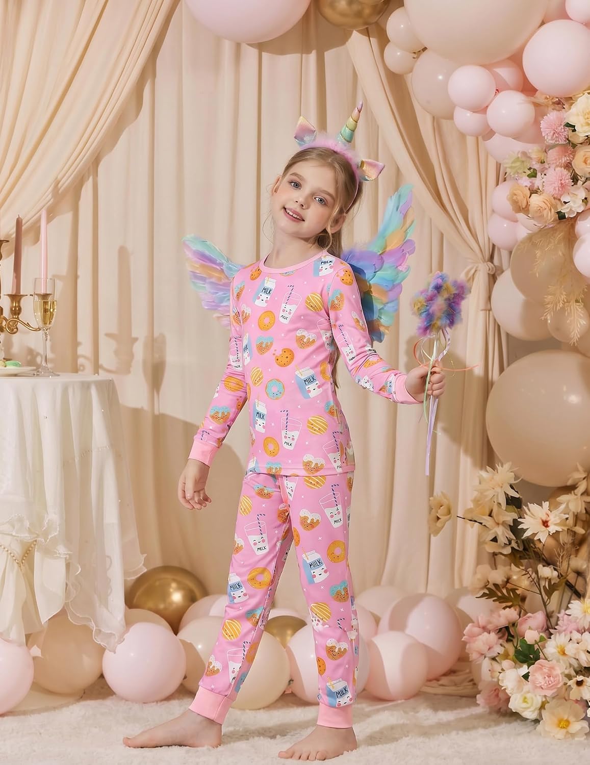 Arshiner Girls Pajamas Cute Snug Fit Long Sleeve Pjs Set Kids Sleepwear