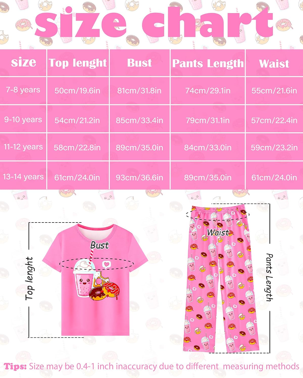 Sylfairy Girls Pajamas 2-Piece Pjs Set Kids Short Sleeve and Pants Jammies Casual Wear Girls' Sleepwear Lounge Clothes