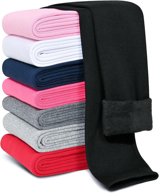 Girls Fleece Lined Leggings Cotton Kids Winter Warm Thermal Tights Pants
