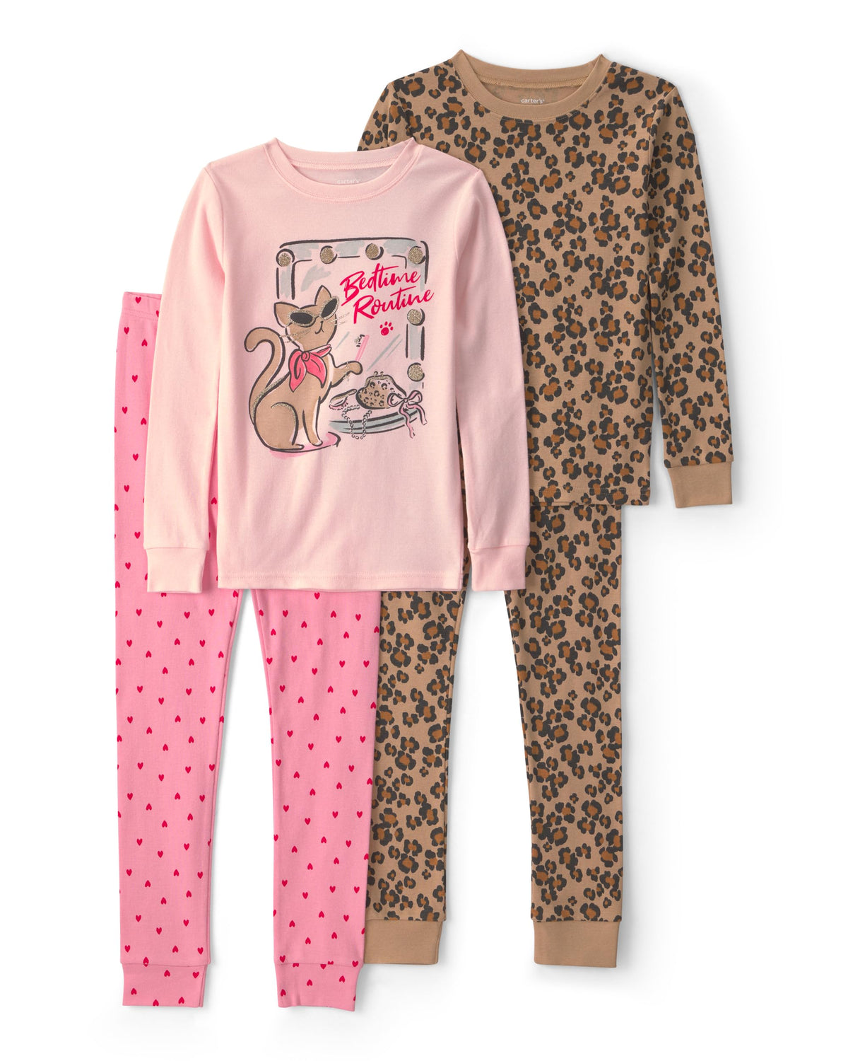 Carter's Girls' 4-piece Tight Fit Cotton Pajama Set