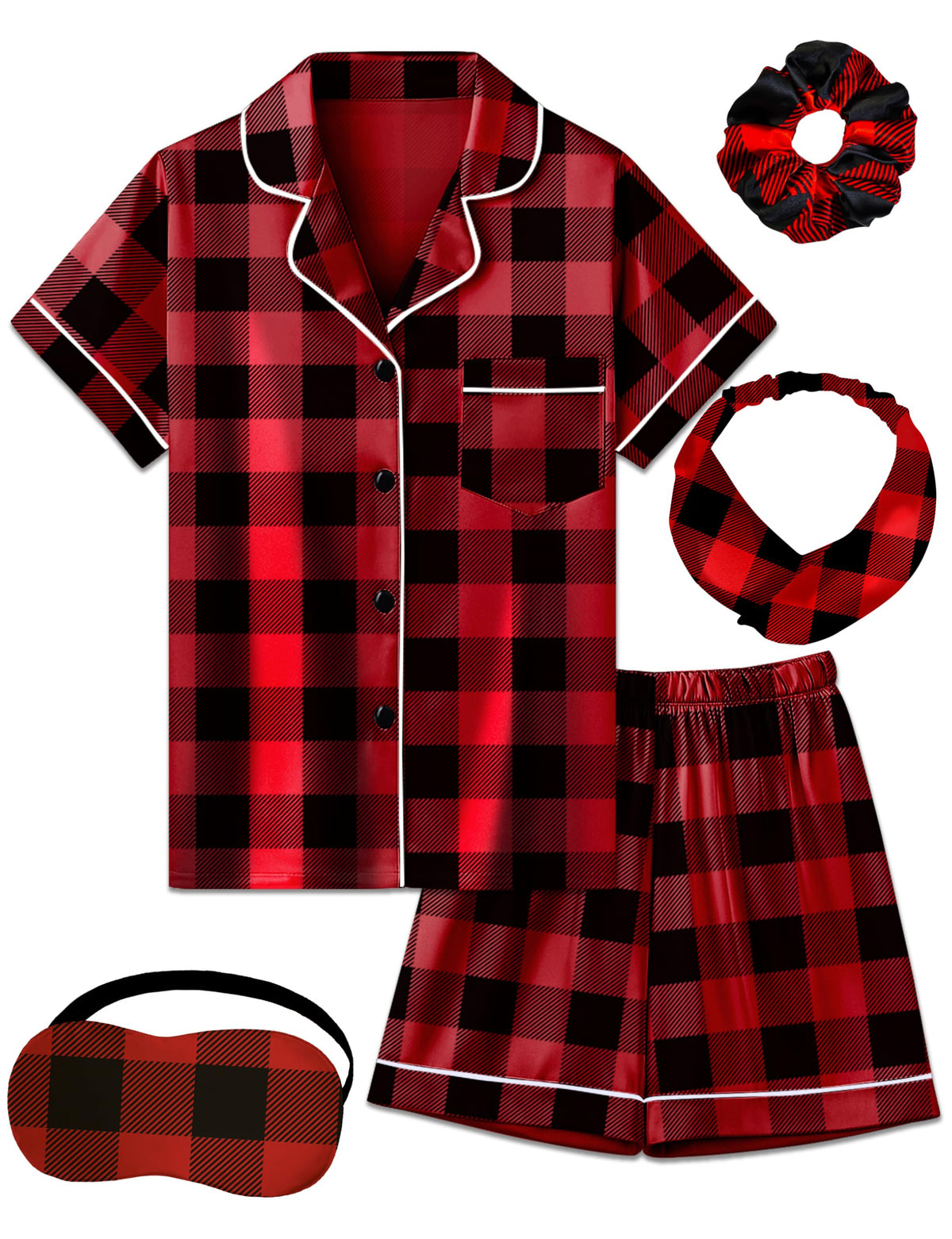 Kids Silk Pajamas Girls Satin Pajama Set Button Down Pjs Set 5-12Y