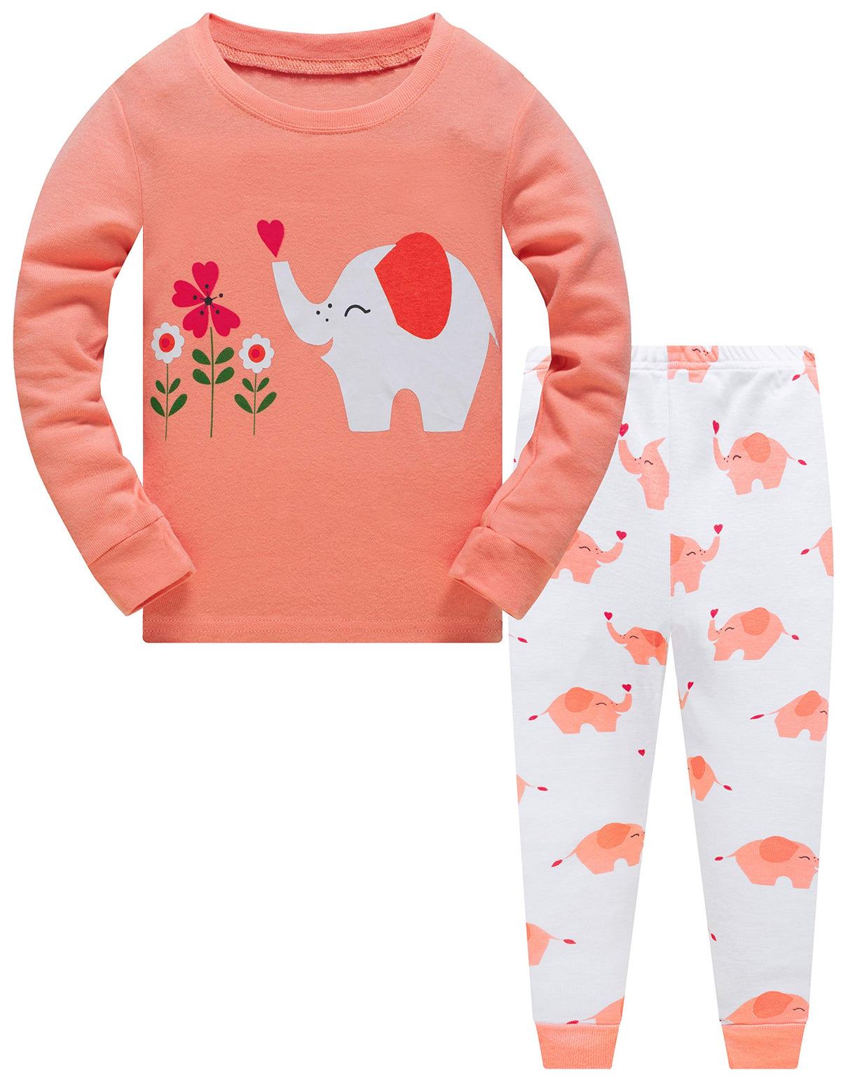 Popshion Little Girls Mermaid Pajamas 2 Piece Set 100% Cotton Sleepwear Toddler Clothes for Kids Baby Ladybug Style PJs