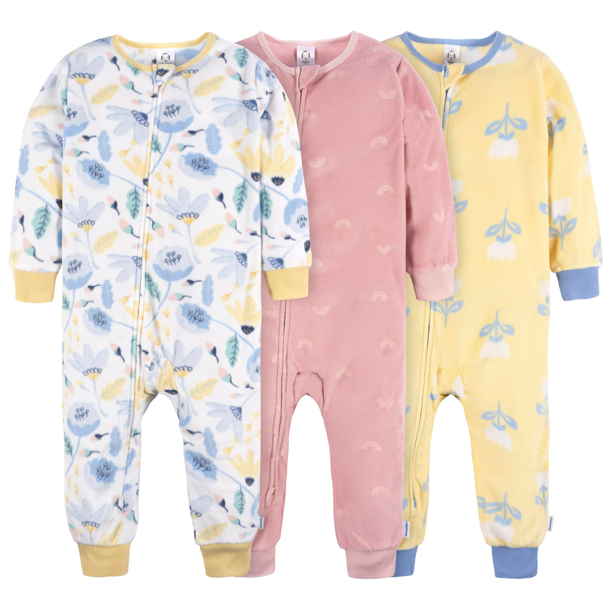 Gerber Baby & Toddler Girls Loose Fit Fleece Footless Pajamas 3-Pack