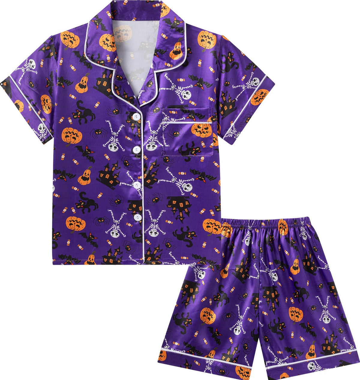 DIPUG Girls Pajamas Satin Pjs Short Sleeve Sleepover Party Gift