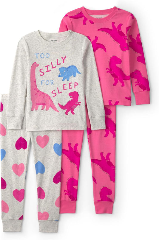 Carter's Girls' 4-piece Tight Fit Cotton Pajama Set