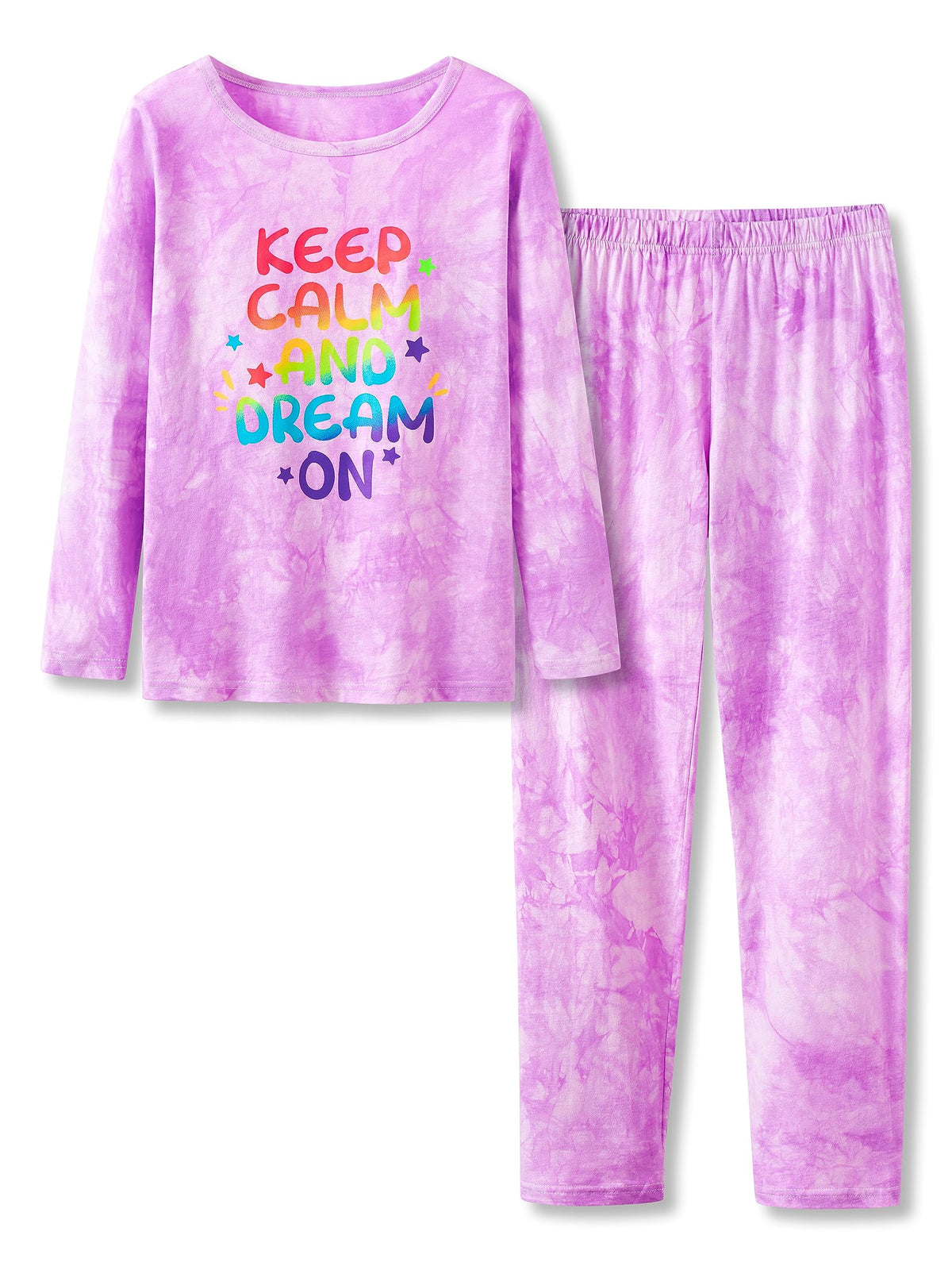 Beezizac Girls' 100% Cotton Pajama Set, Tie-Dye with Various Prints, 4T–18