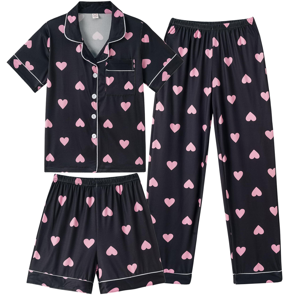 Vopmocld Girls Pajama Sets 3pcs Button Down Sleepwear For Teens 8-18 Years
