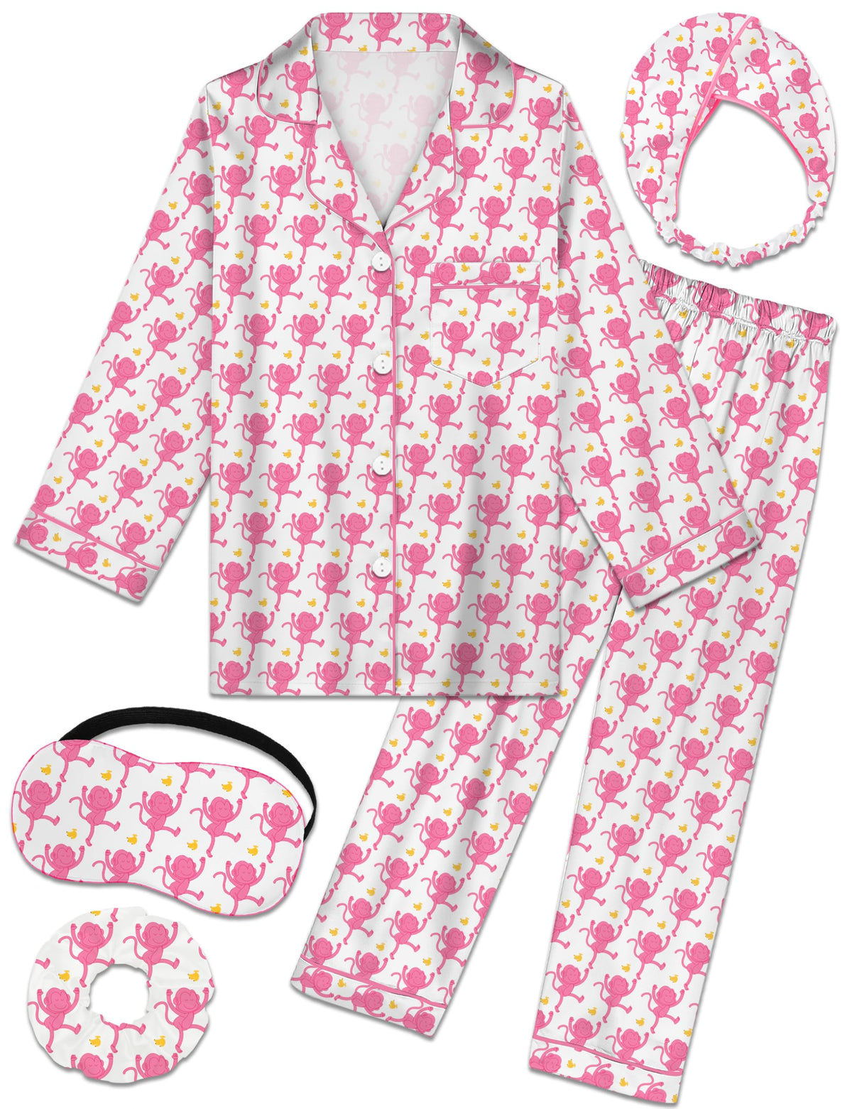 Kids Silk Pajamas Girls Satin Pajama Set Button Down Pjs Set 5-12Y