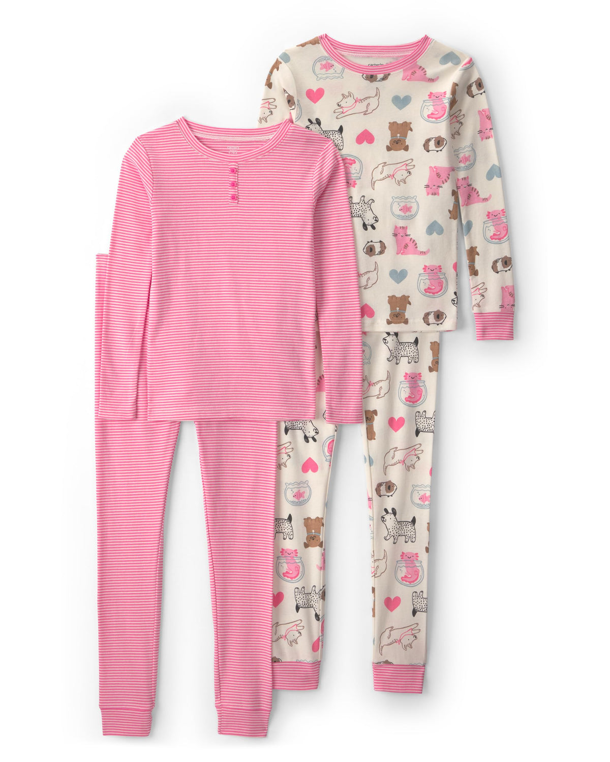 Carter's Girls' 4-piece Tight Fit Cotton Pajama Set