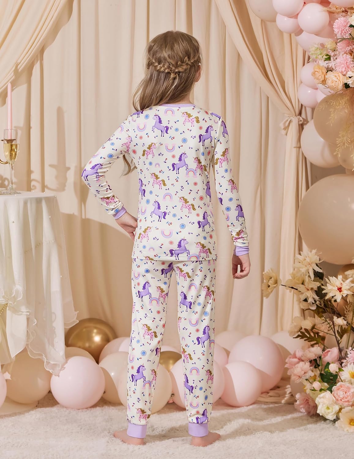 Arshiner Girls Pajamas Cute Snug Fit Long Sleeve Pjs Set Kids Sleepwear