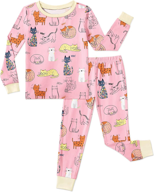 Arshiner Girls Pajamas Cute Snug Fit Long Sleeve Pjs Set Kids Sleepwear