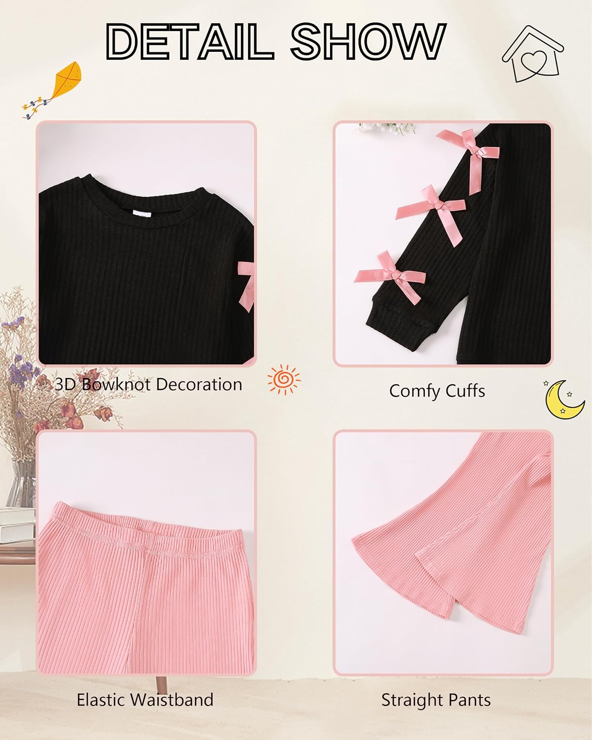 Toddler Girls Clothes 2 Piece Little Girl Fall Winter Outfits 2-8Y