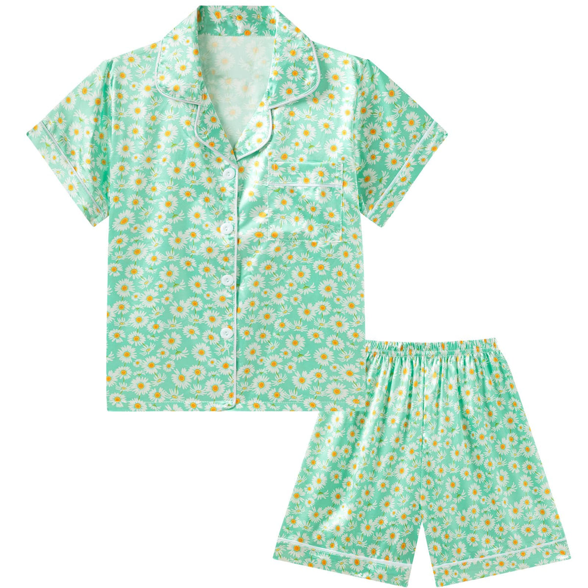 DIPUG Girls Pajamas Satin Pjs Short Sleeve Sleepover Party Gift