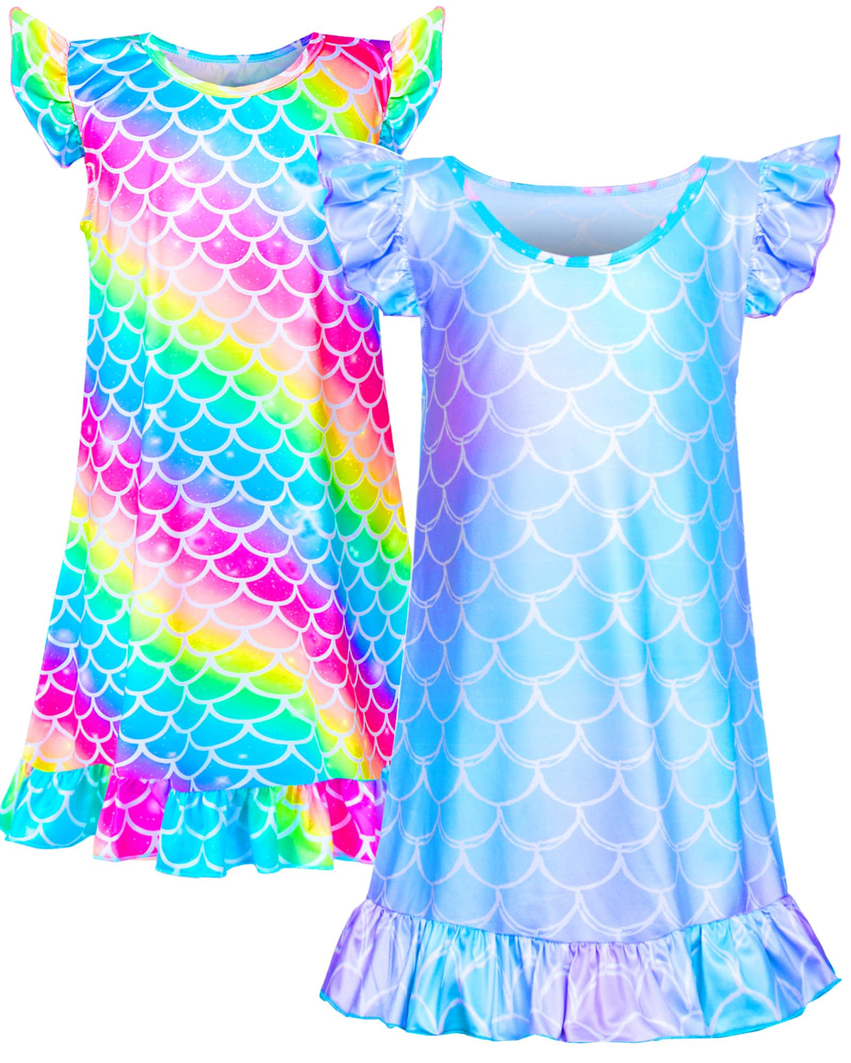 Sylfairy 2pcs Girls Nightgowns, Unicorn Nightgown Princess Pajama Dresses for Girls Sleepwear Nightie