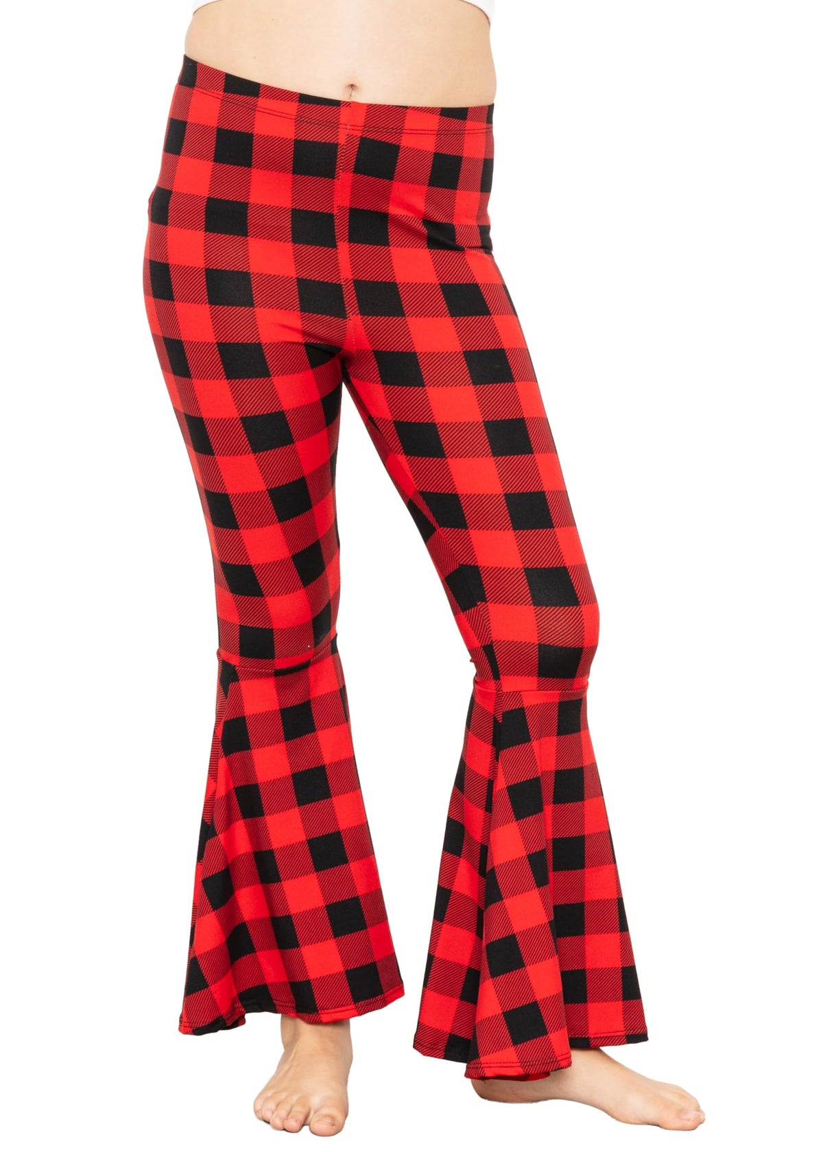 STRETCH IS COMFORT Girls Stretch Bell Bottoms Flare Pants Little | Big Kid Ruffle Bootcut Leggings | Sizes 2-14