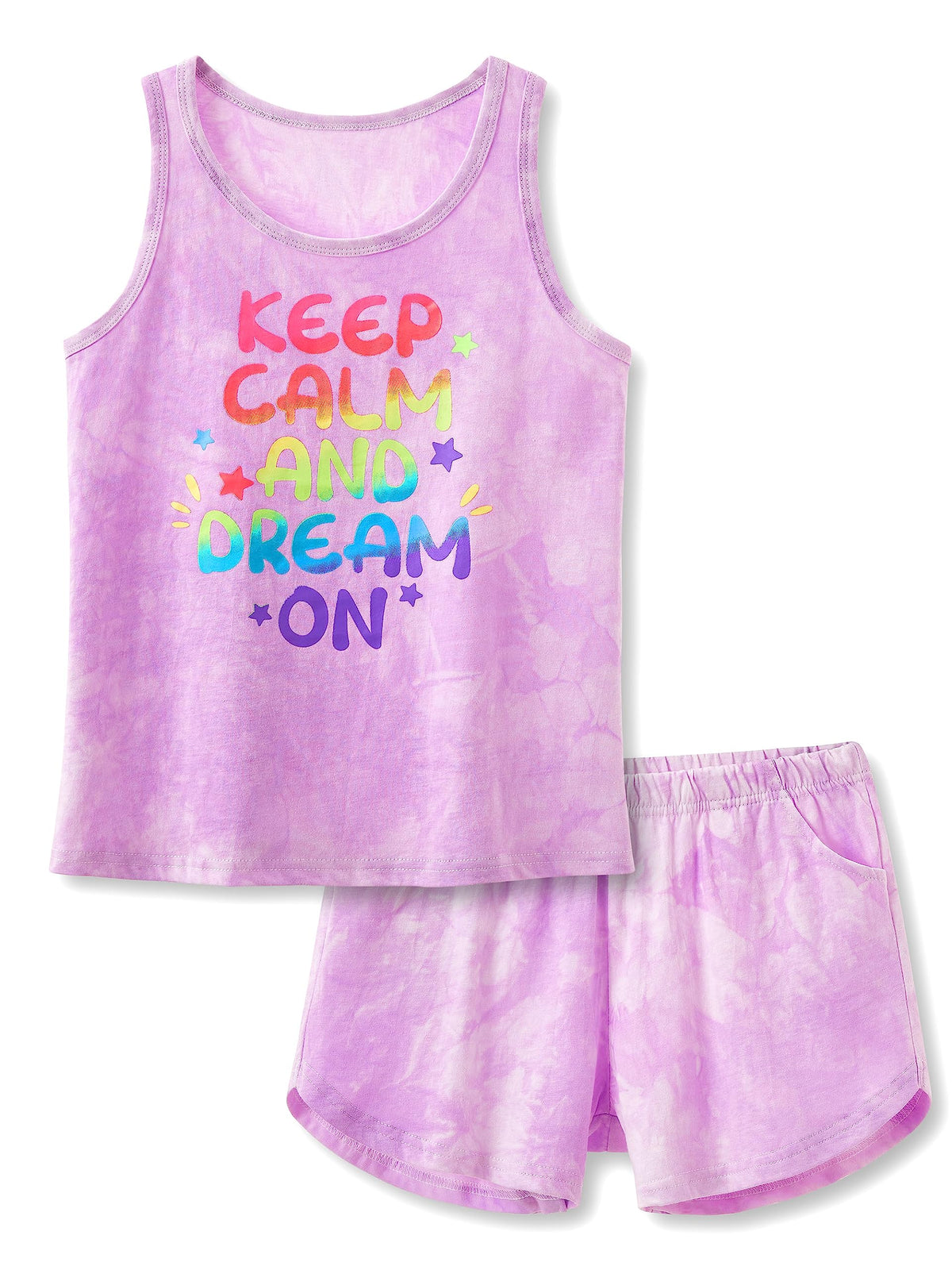 Beezizac Girls' Tie Dye Pajamas, 100% Cotton Sleepover Theme, Size 4T-18