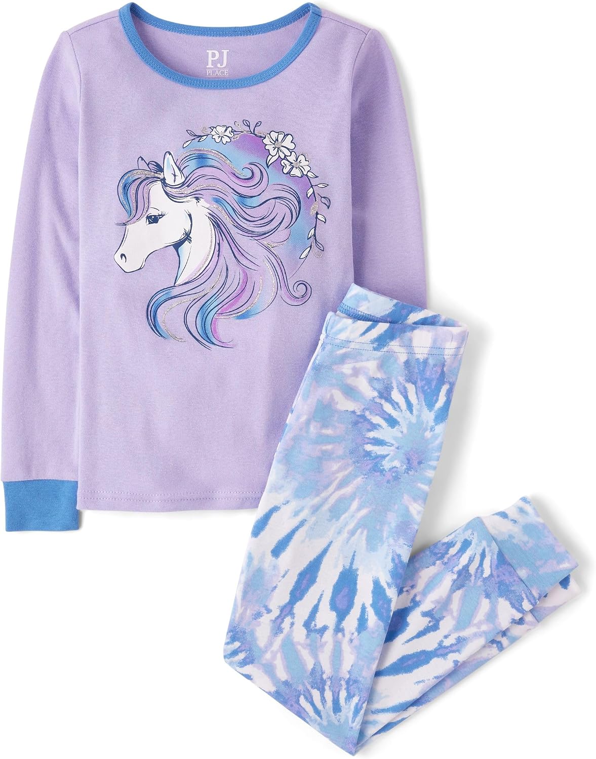 The Children's Place Girls' 100% Cotton Long Sleeve Top and Pants, 2 Piece Pajama Set