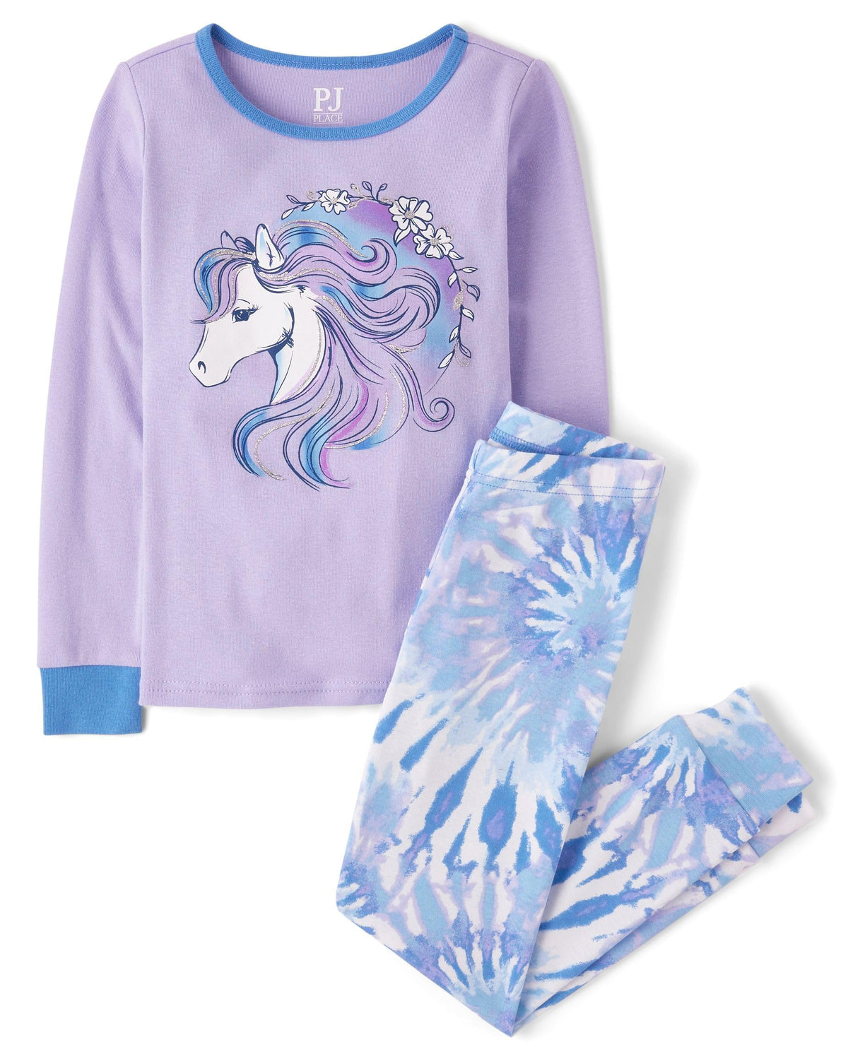 The Children's Place Girls' 100% Cotton Long Sleeve Top and Pants, 2 Piece Pajama Set