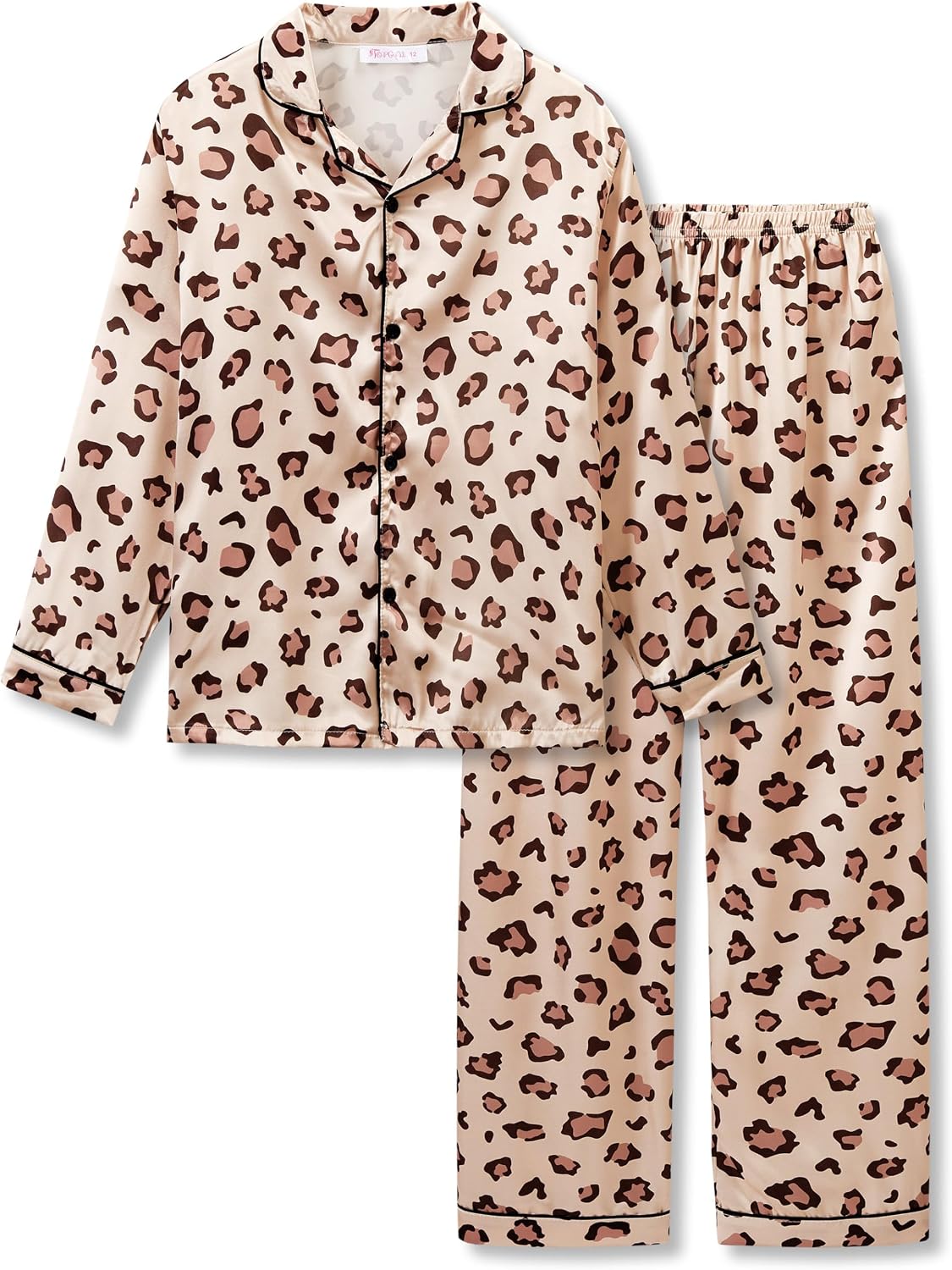 Topgal Girls Pajama Set, Coat Style Button Front, Size 6-16