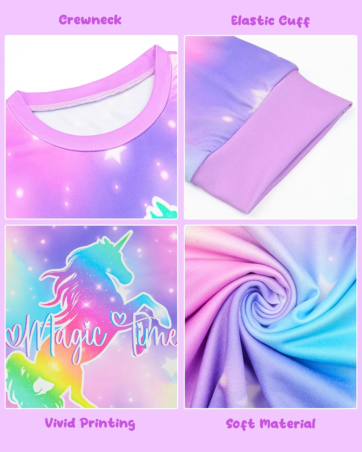 Girls Pajamas Toddler Kids Long Sleeve 2 Piece Pjs Set Unicorn Jammies Sleepwear 3T-10Y