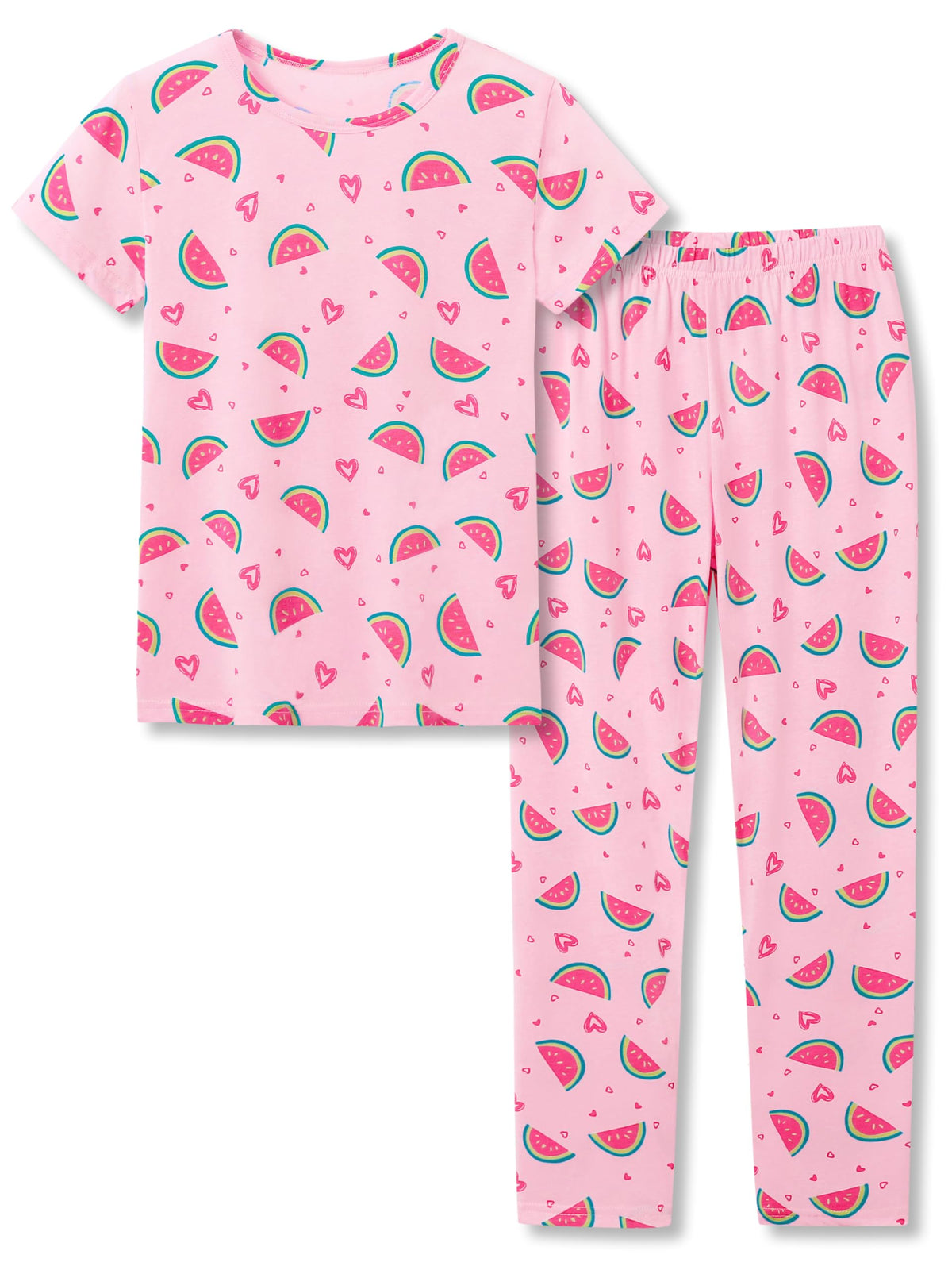 Beezizac Girls Cotton Blend Pajamas Cute Print Short Sleeve Set 4T-18