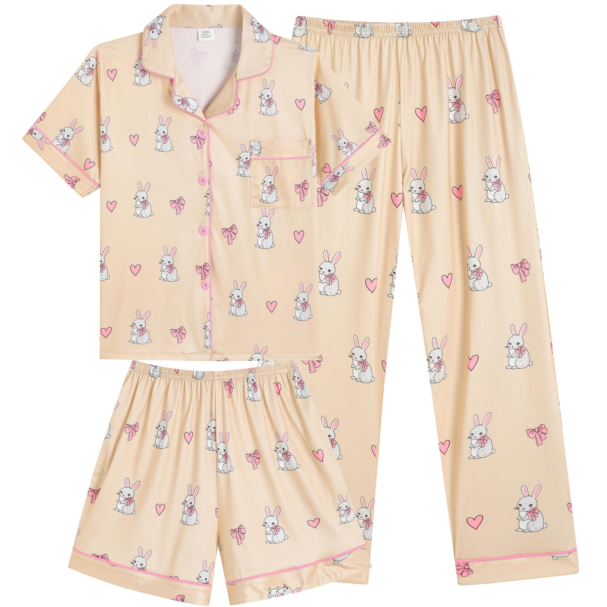 Vopmocld Girls Pajama Sets 3pcs Button Down Sleepwear For Teens 8-18 Years