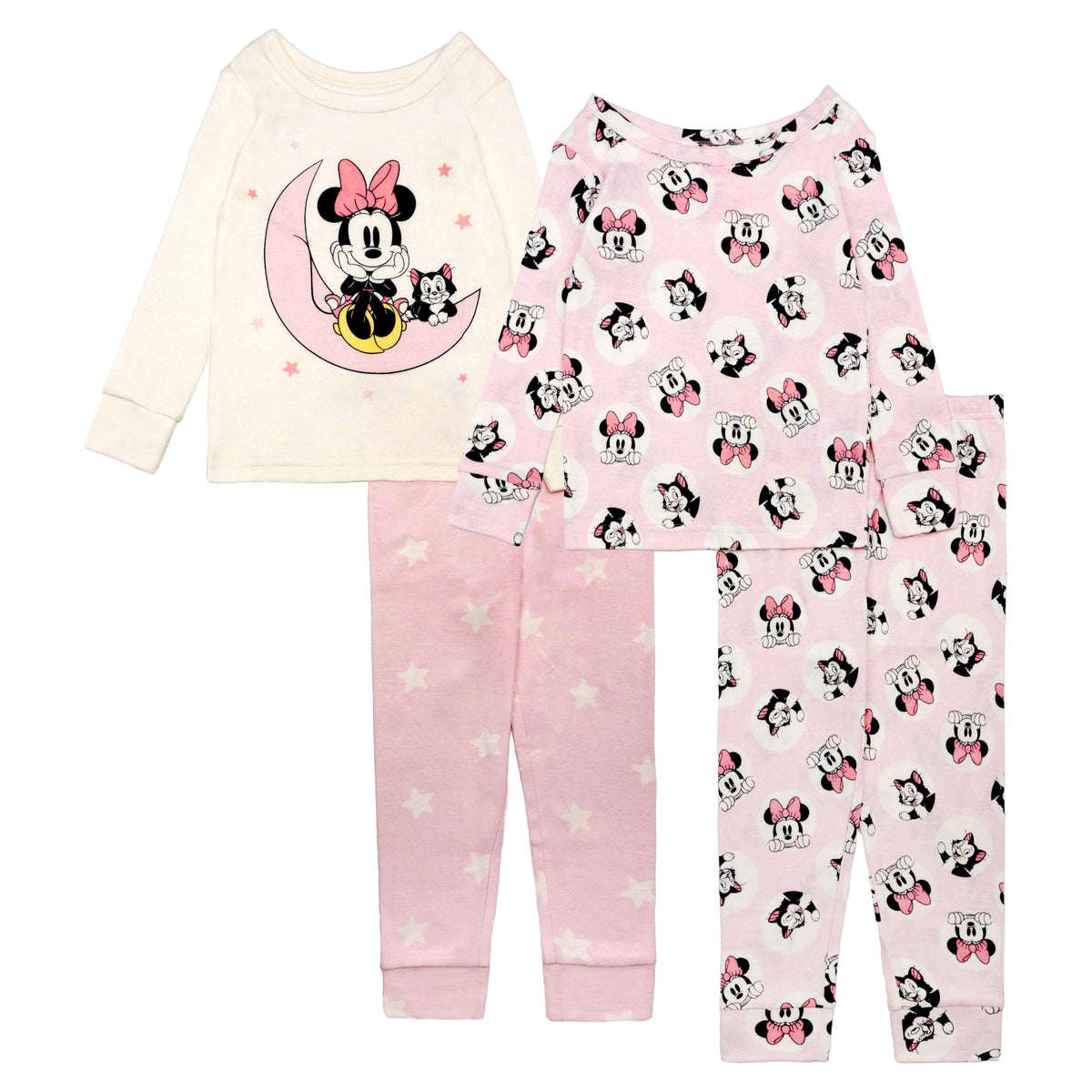 Disney Girls' 4-piece Snug-fit Cotton Pajama Set, Matching Pajamas