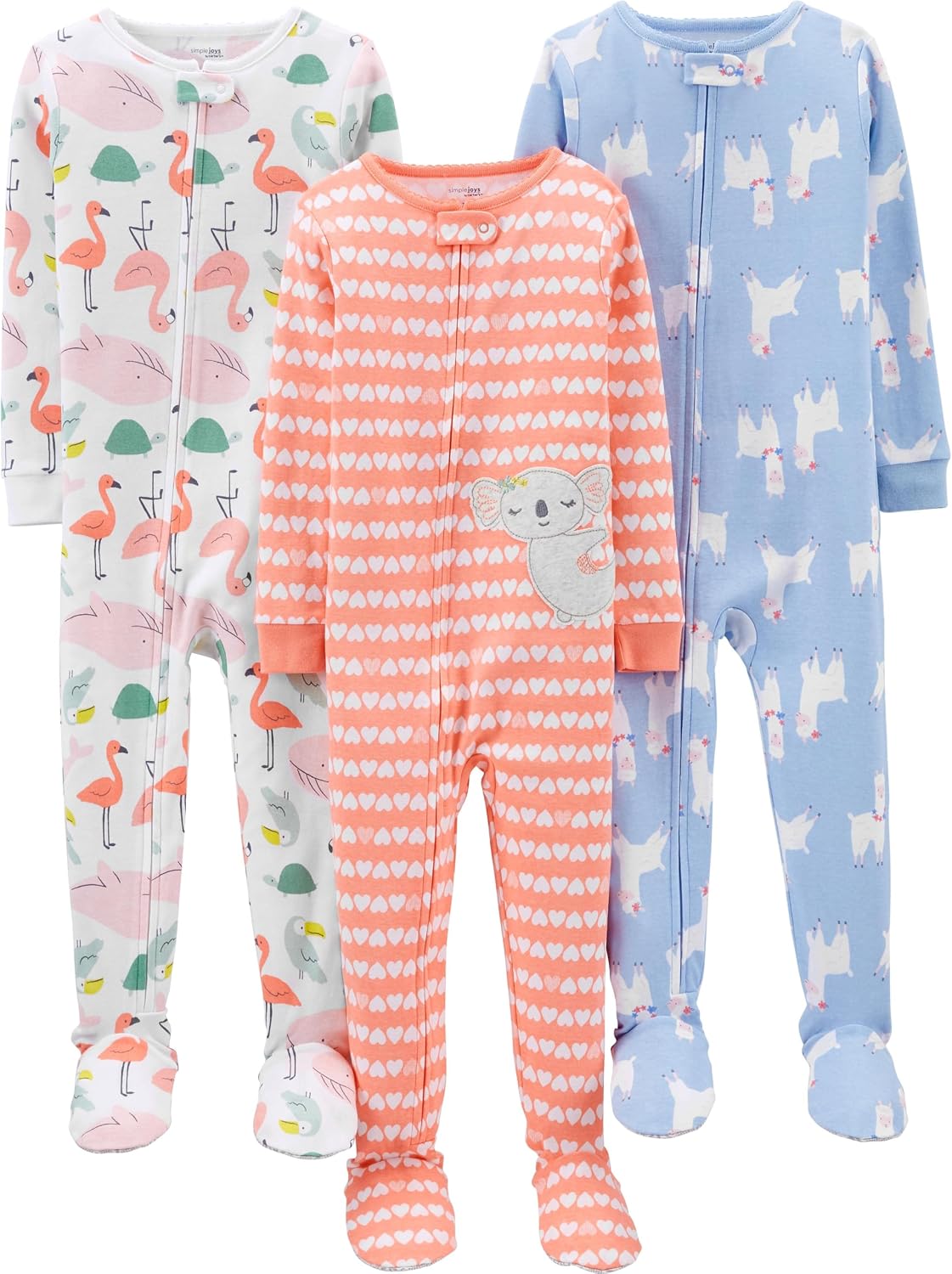 Simple Joys by Carter's Girls 3-pack Snug Fit Footed Cotton Pajamas
