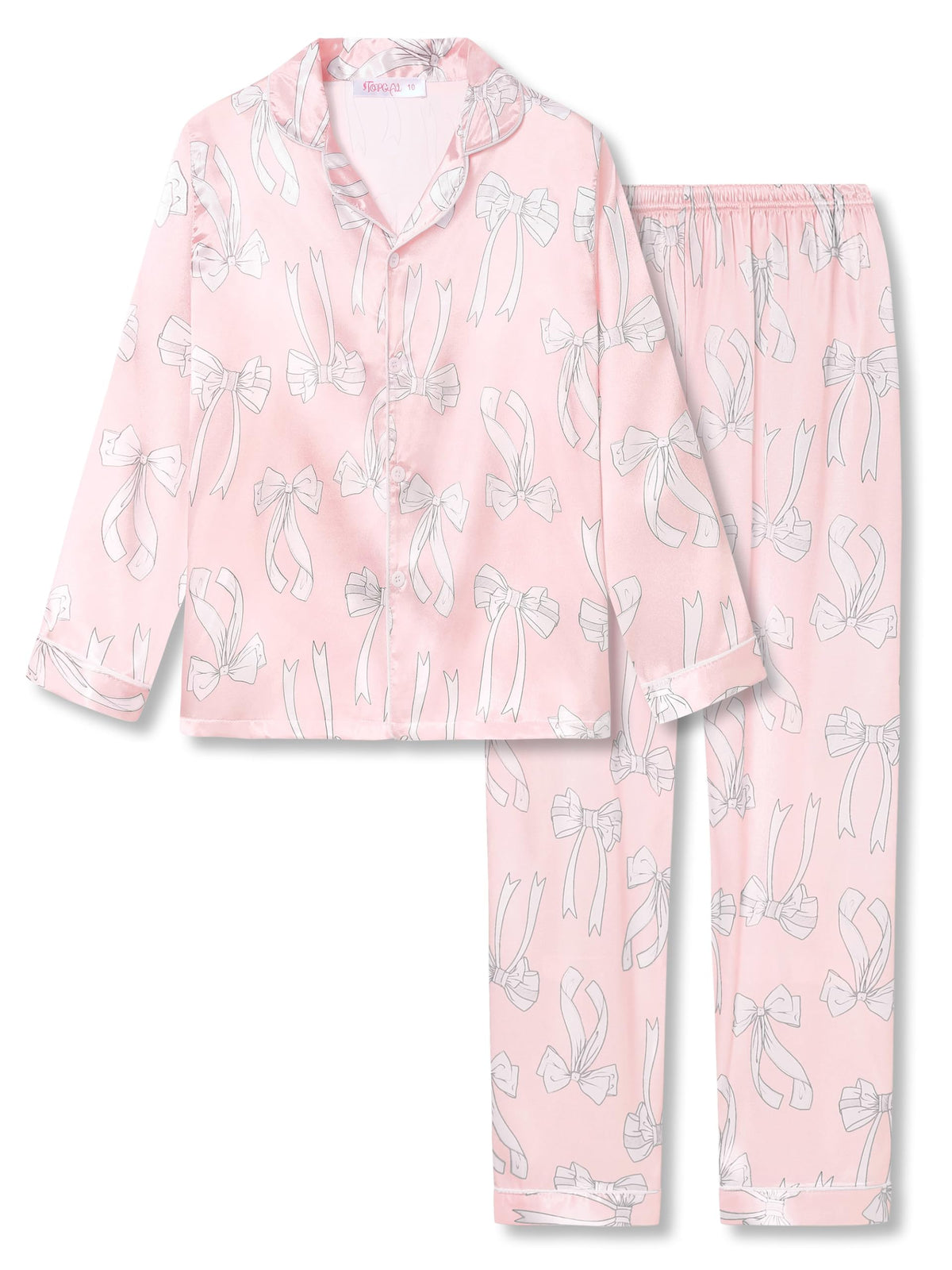 Topgal Girls Pajama Set, Coat Style Button Front, Size 6-16