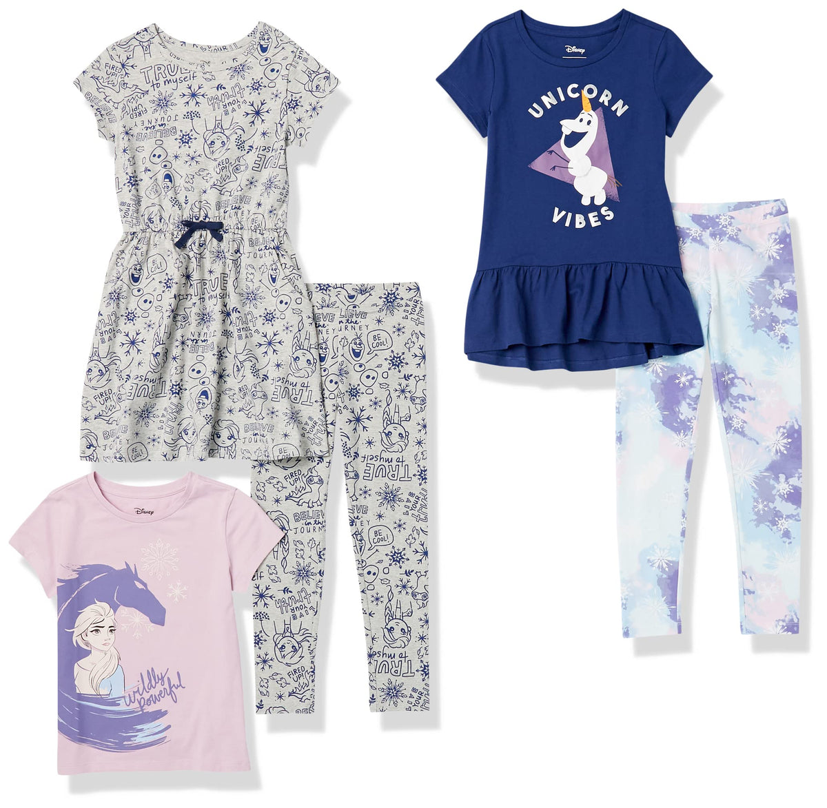 Amazon Essentials Disney | Marvel | Star Wars | Frozen | Princess Girls and Toddlers' Mix-and-Match Cotton Set, Pack of 5