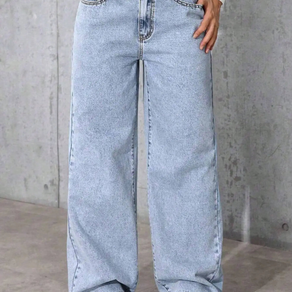 Teen Girls Washable, Embroidered Butterfly Knot Design, Loose Fit, High Waist, Elastic Back Waist, Denim, All Seasons Casual Wear