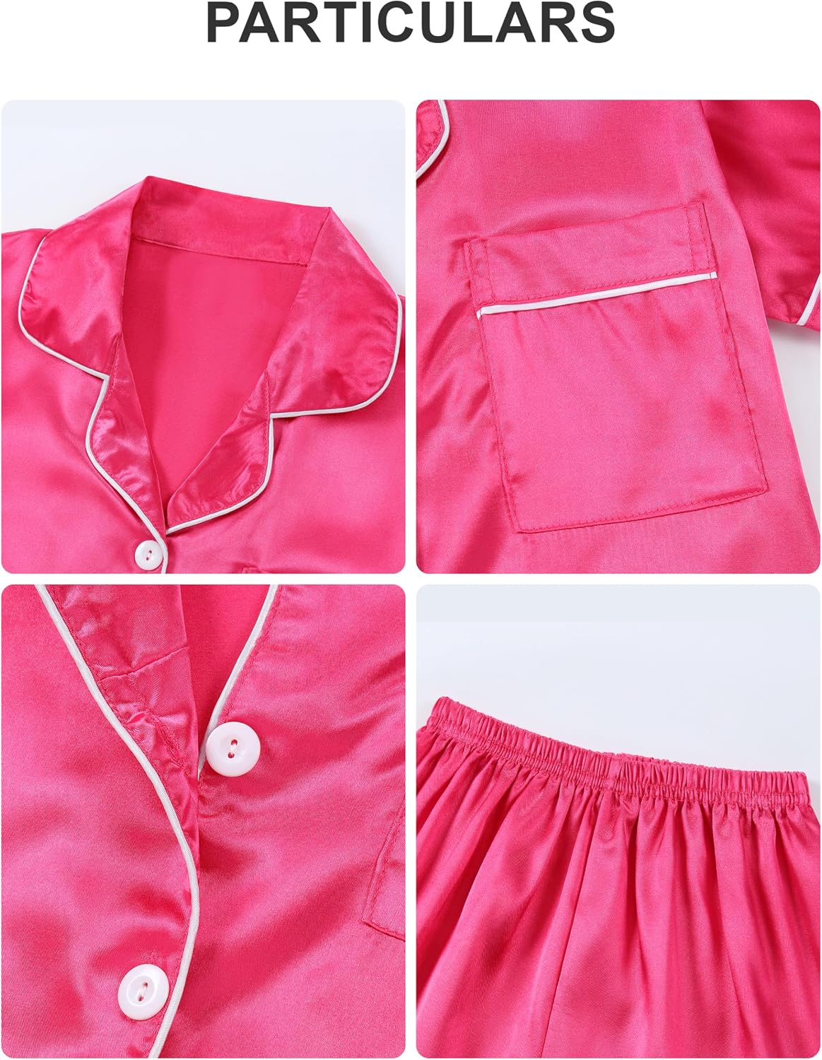 DIPUG Girls Pajamas 3 Pcs Satin PJs Set Silky Soft Sleepwear for Ages 4-13