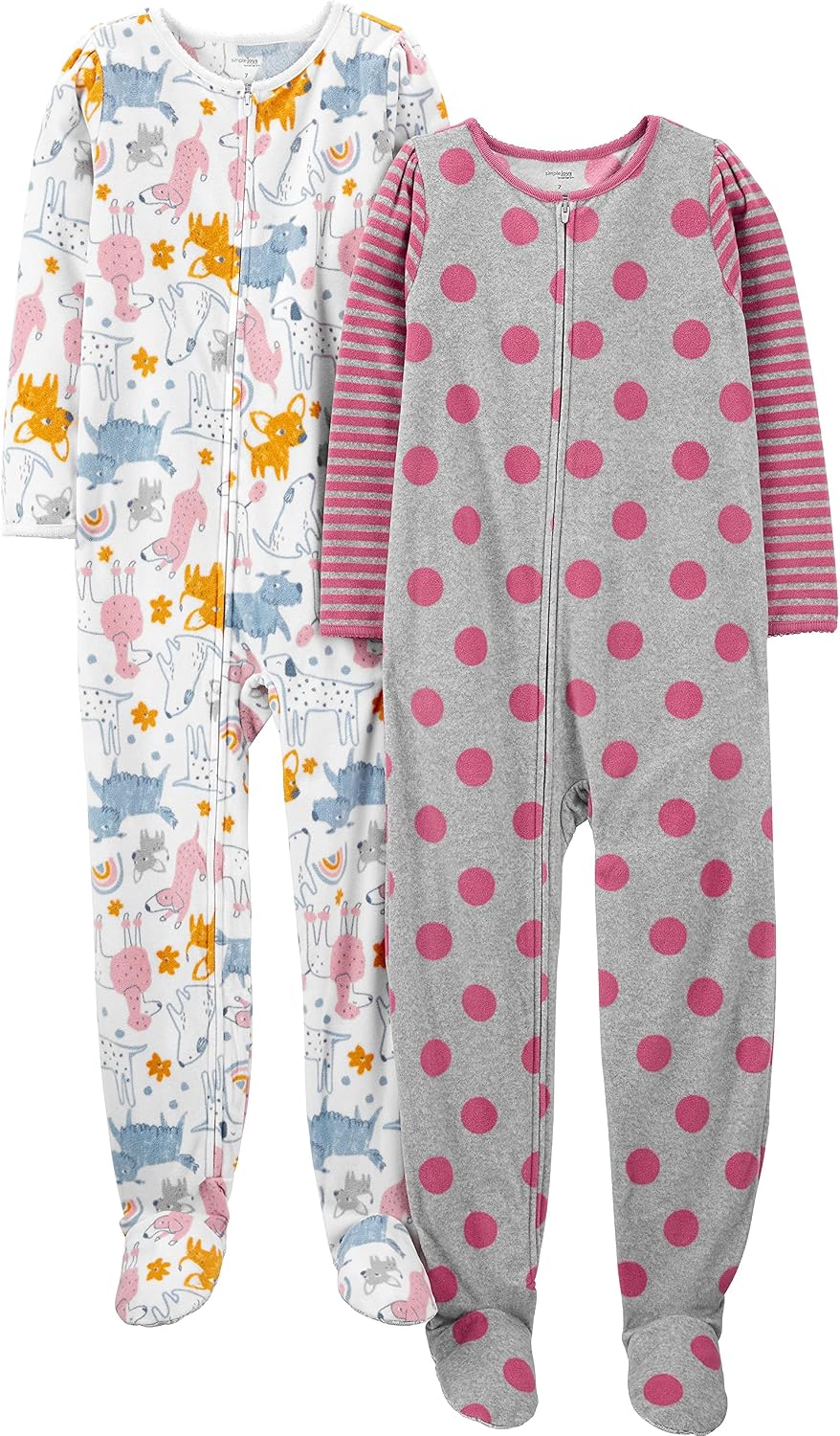 Simple Joys by Carter's Girls' 2-Pack Loose-fit Fleece Footed Pajamas